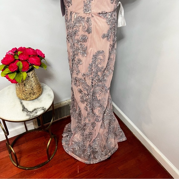 JS COLLECTION Pink Soutache Short Sleeve Full-Length Formal Dress / Gown - NWT - Picture 15 of 17